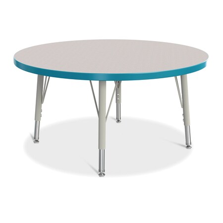 Jonti-Craft Berries Round Activity Table, 36 in. Diameter, E-height, Freckled Gray/Teal/Gray 6488JCE005